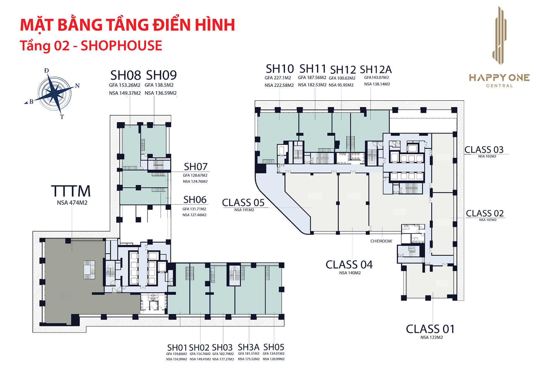 Thiết kế mặt bằng tầng trệt dự án Happy One Central